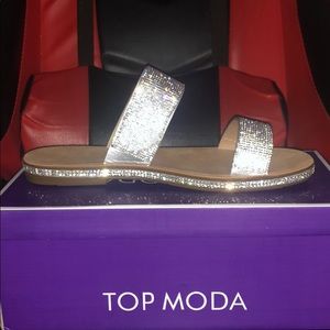 Top Moda Silver Rhinestone Sandals